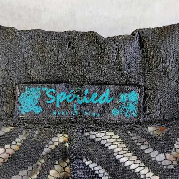 Spoiled Y2K Sheer Cardigan‎ Womens Large Black Zebra Print Goth Lace Concert - Picture 6 of 11